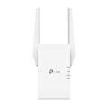 รูปด้านหน้าตรง TP-Link RE705X อุปกรณ์ขยายสัญญาณ Wi-Fi 6 ดีไซน์สีขาวพร้อมเสาสัญญาณ